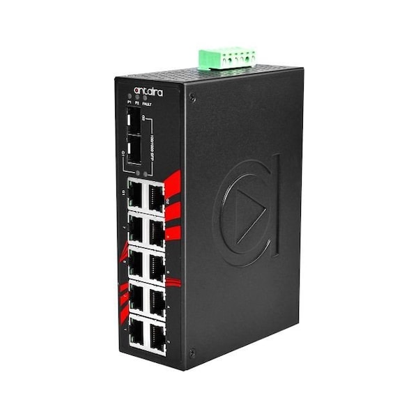 10-Port Industrial Gigabit Unmanaged Ethernet Switch, w/8-10/100Tx + 2-Gigabit Combo